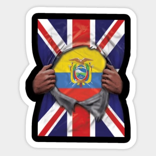 Ecuador Flag Great Britain Flag Ripped - Gift for Ecuadorian From Ecuador Sticker